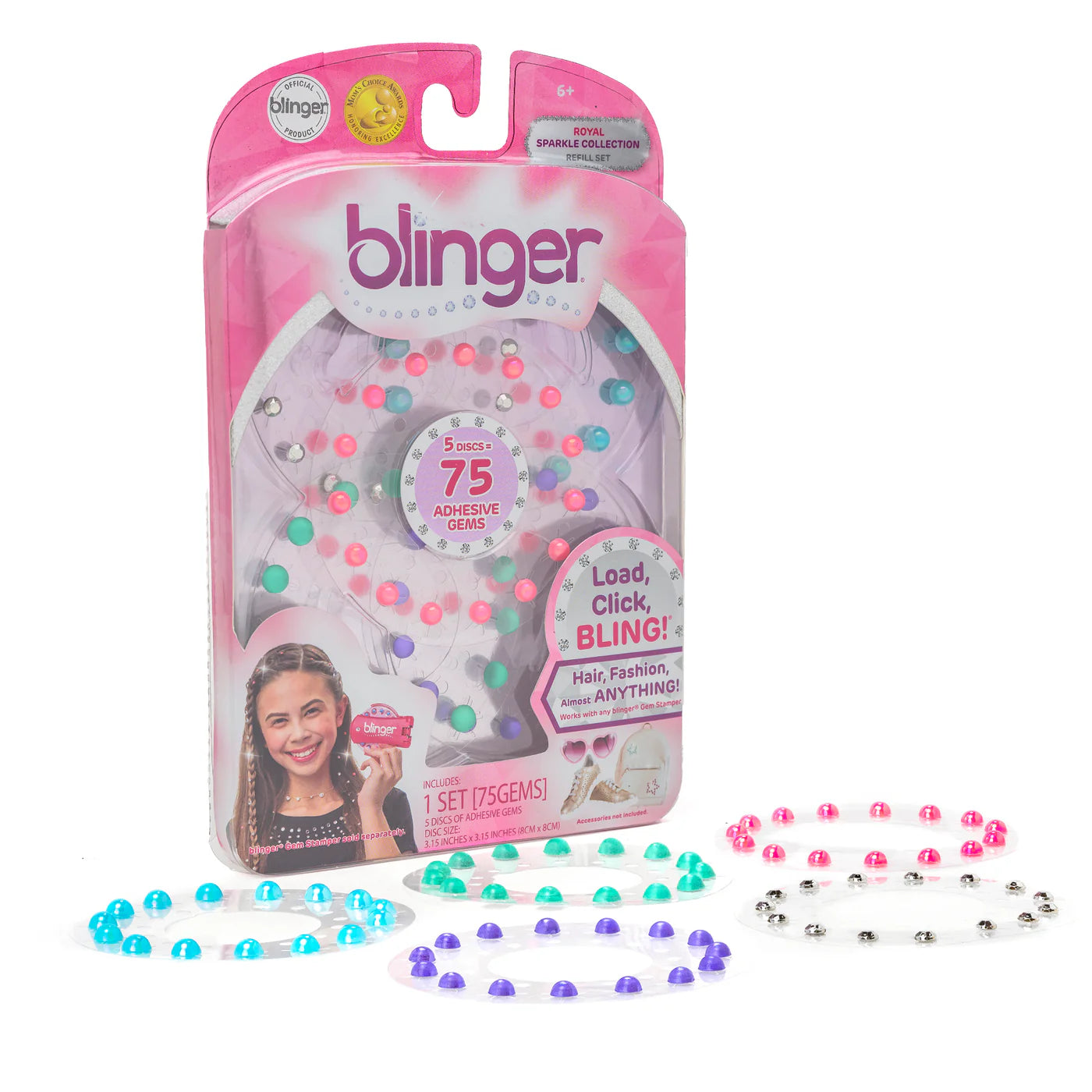 blinger® Sparkle Collection Refill Pack with 75 Colorful Hair-Safe Gems