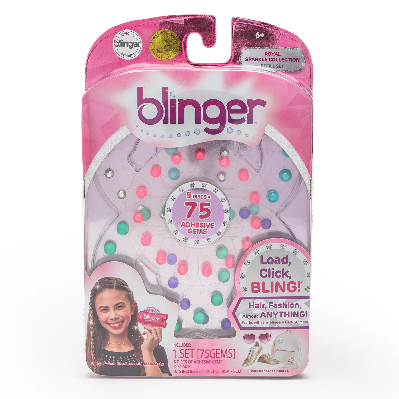 blinger® Sparkle Collection Refill Pack with 75 Colorful Hair-Safe Gems