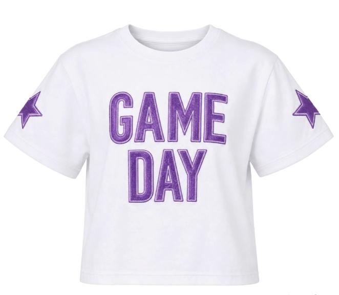 GAME DAY Shimmer Appliqué Boxy Tee