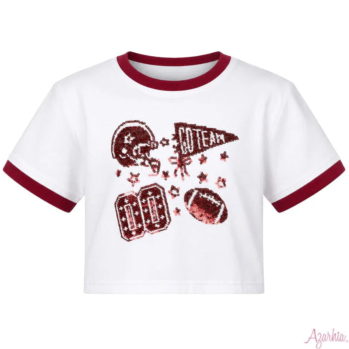 Sequin Football Elements Boxy Tee