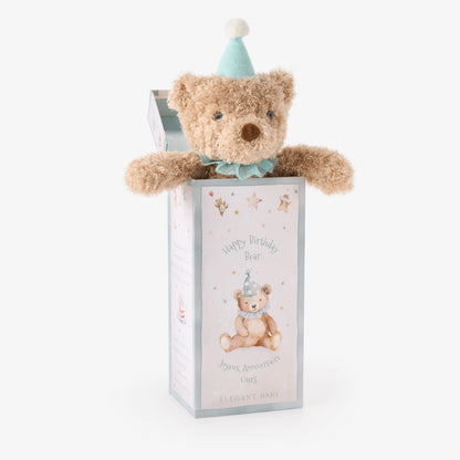 Aqua Birthday Bear w/ Gift Box