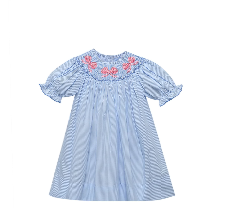 Blue Georgette Bishop Dress- Little Miss Bows
