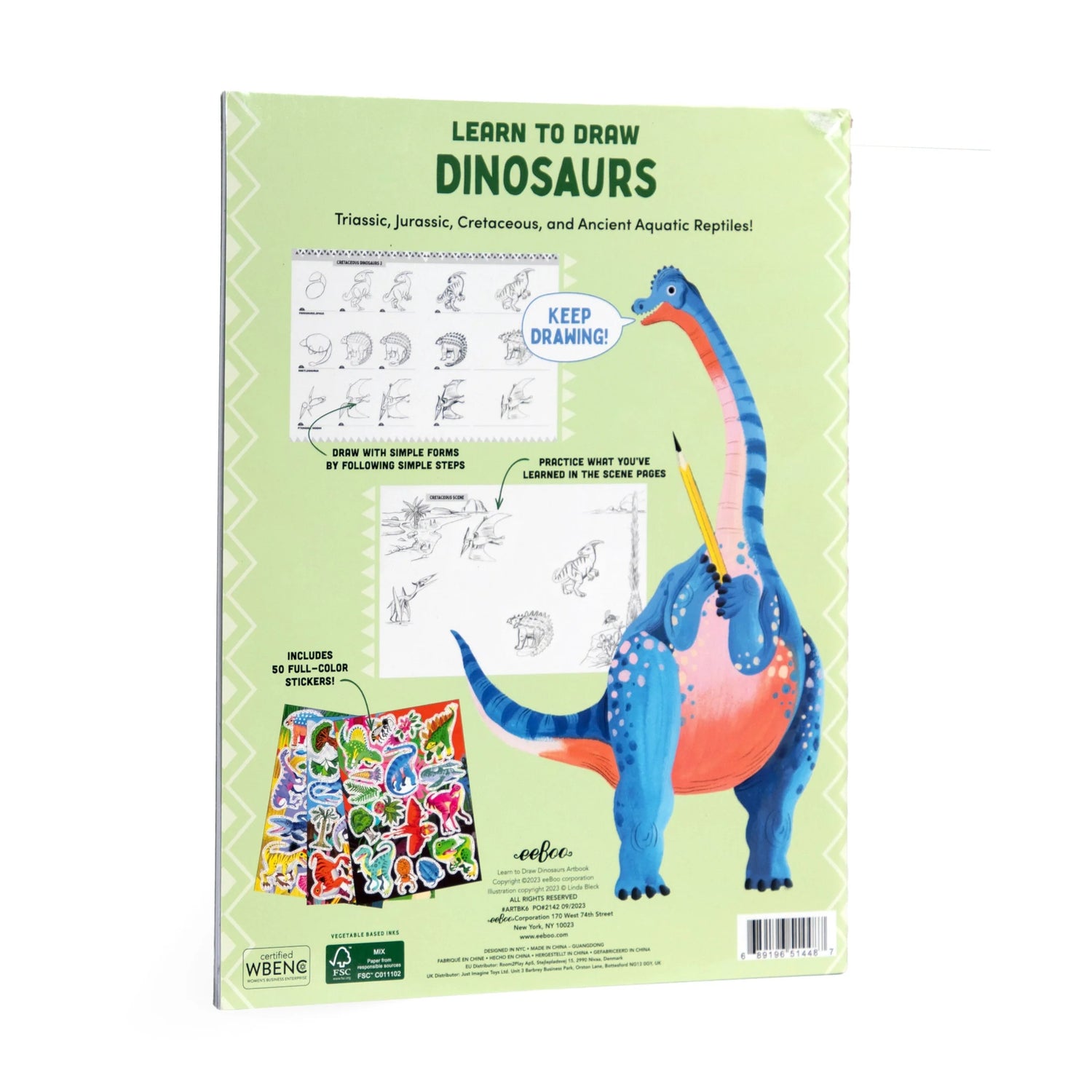 A thoughtfully designed introduction to drawing dinosaurs in sequential steps. Sections are organized by geological period, each ending with a two-page landscape spread for you to populate with the creatures and prehistoric plants you have learned to draw!
