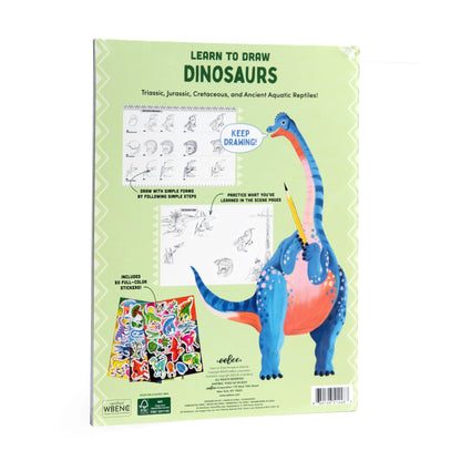 A thoughtfully designed introduction to drawing dinosaurs in sequential steps. Sections are organized by geological period, each ending with a two-page landscape spread for you to populate with the creatures and prehistoric plants you have learned to draw!
