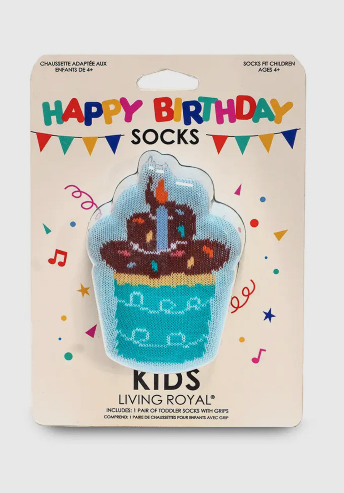 3D Packaged Crew Socks - Birthday Cupcake - Blue