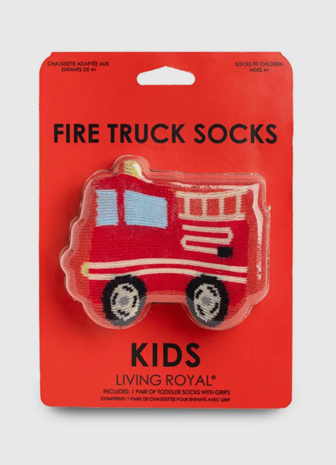 3D Packaged Crew Socks - Fire Truck - Red