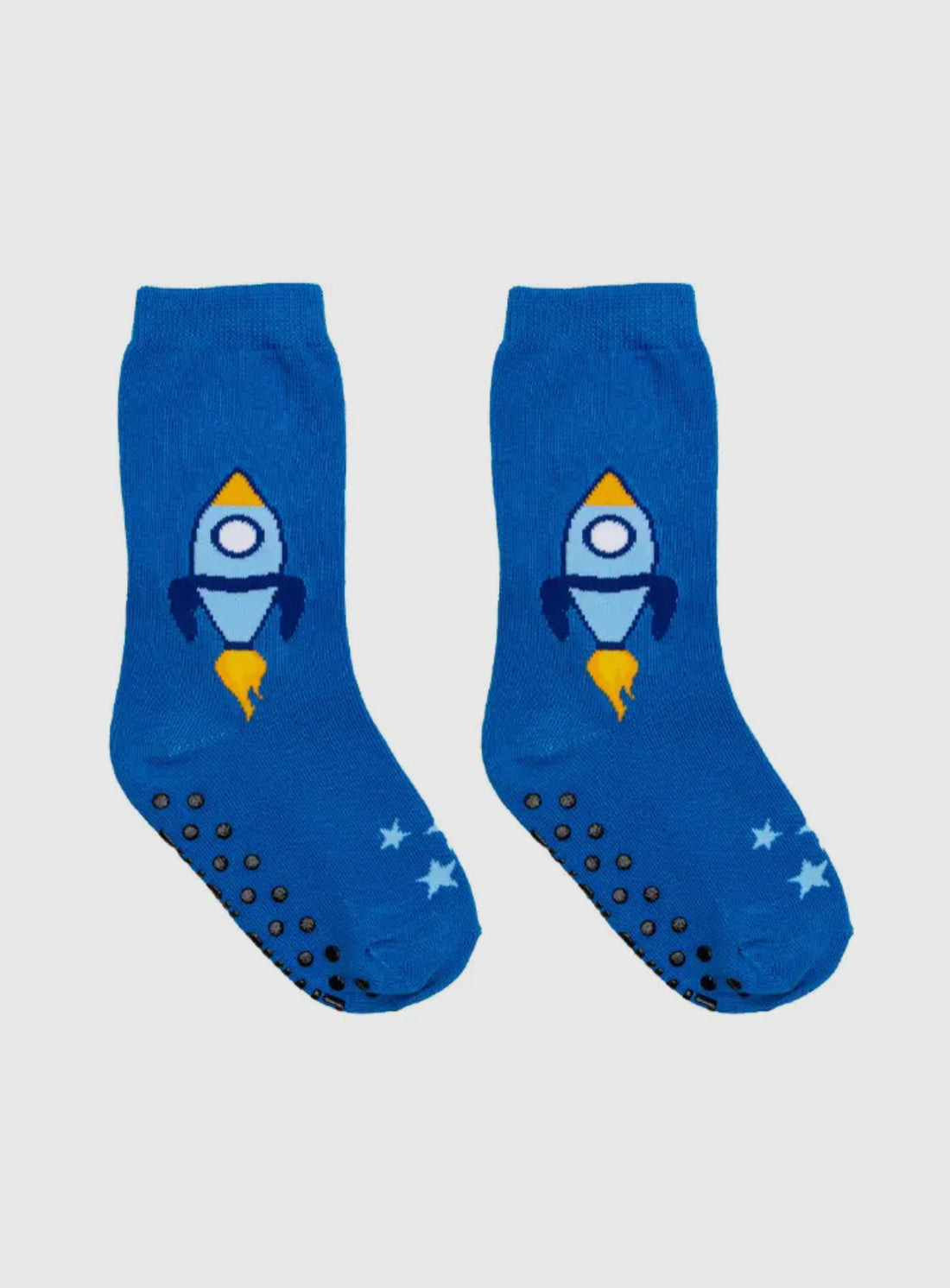 3D Packaged Crew Socks - Rocket Ship in Space - Blue