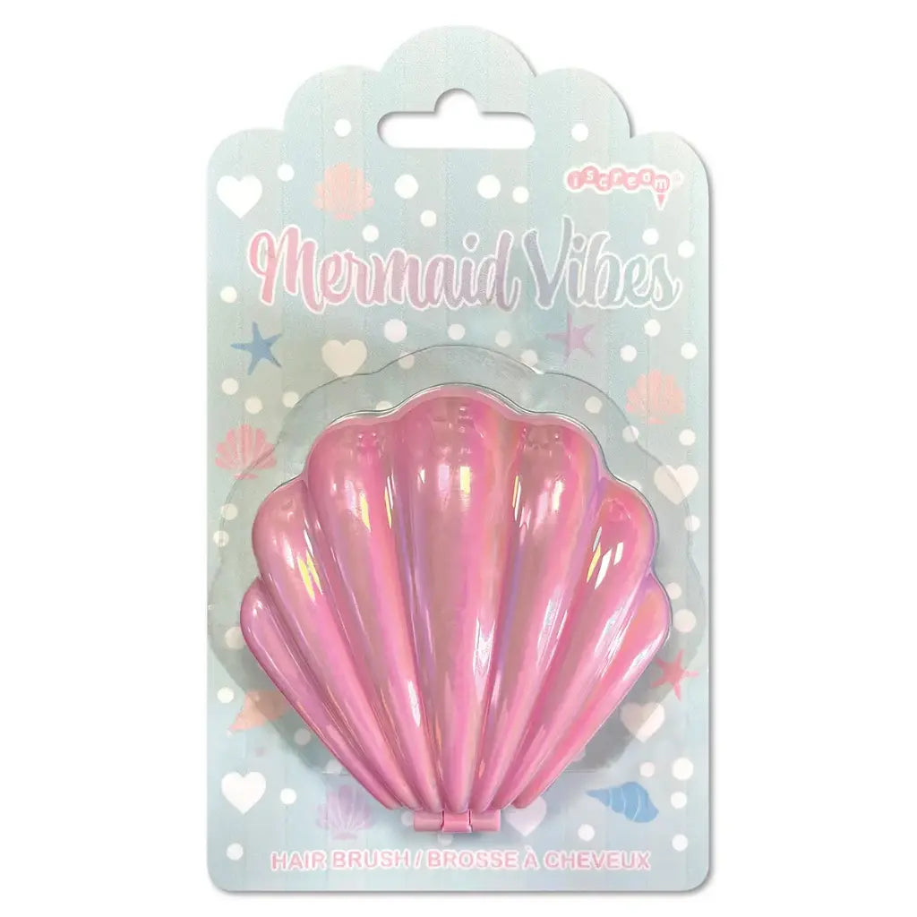 Mermaid Vibes Pop Up Shell Mirror &amp; Hair Brush