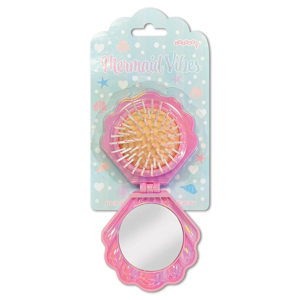 Mermaid Vibes Pop Up Shell Mirror &amp; Hair Brush