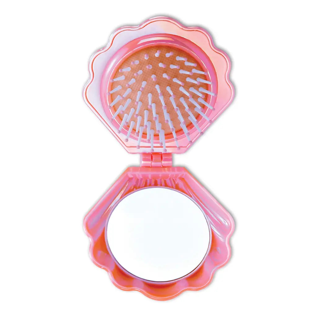 Mermaid Vibes Pop Up Shell Mirror &amp; Hair Brush