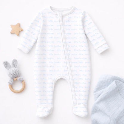 Little Brother Print Zip Footie