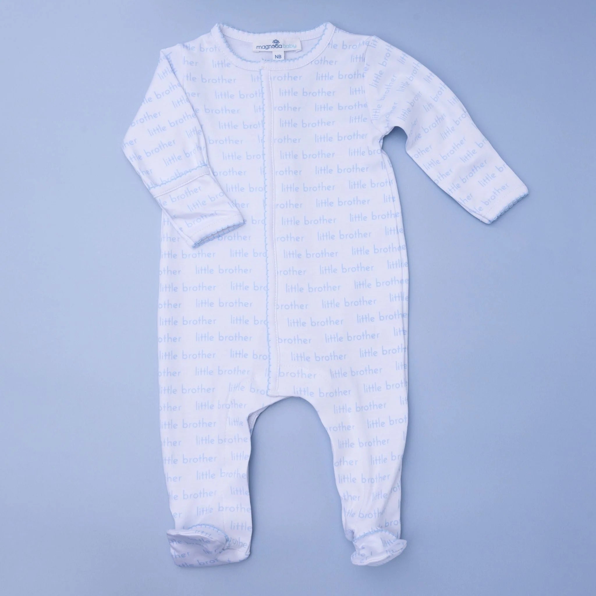 Little Brother Print Zip Footie