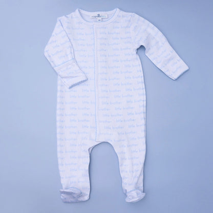 Little Brother Print Zip Footie