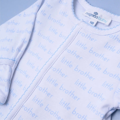 Little Brother Print Zip Footie