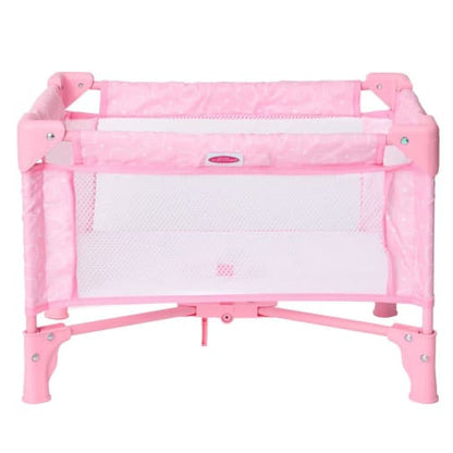 Pack-and-Play Crib for Dolls, Pink Hearts