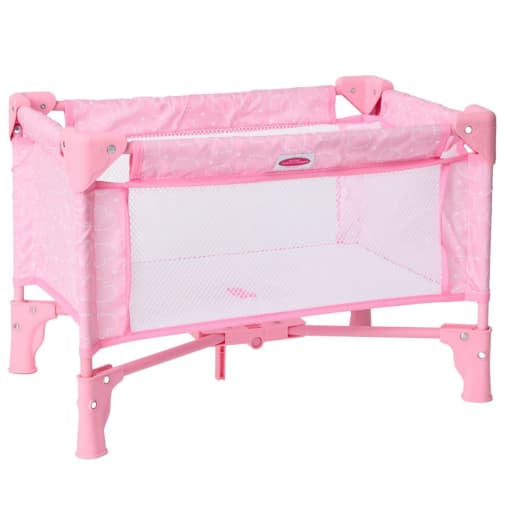 Pack-and-Play Crib for Dolls, Pink Hearts
