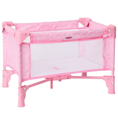 Pack-and-Play Crib for Dolls, Pink Hearts