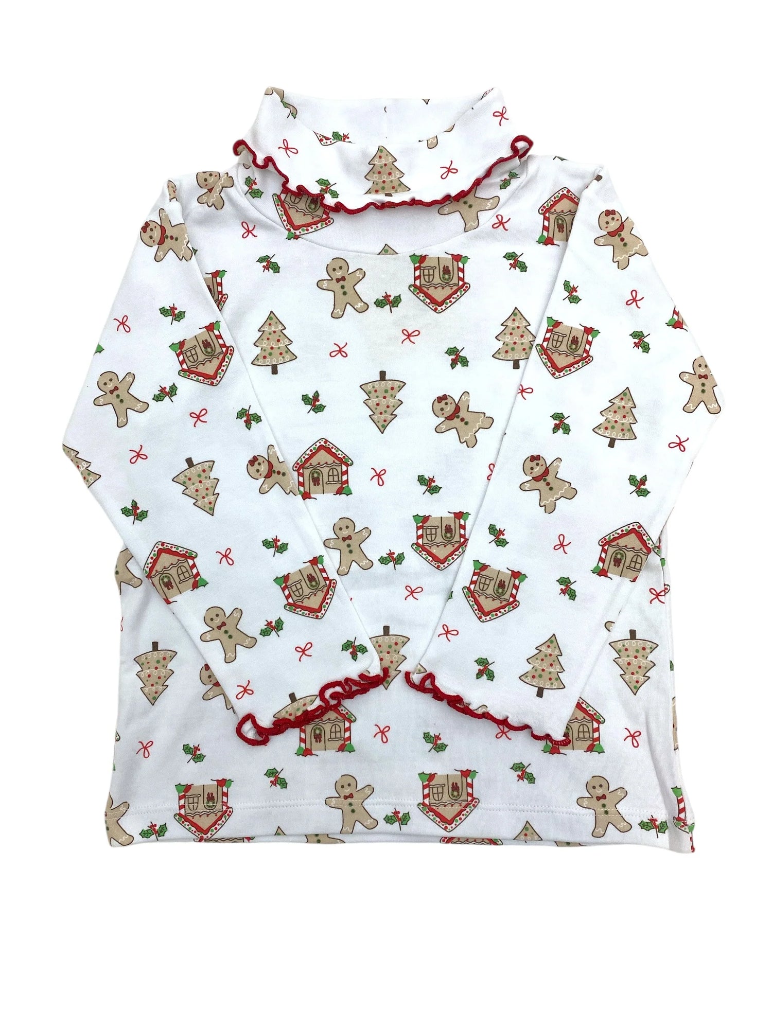Gingerbread Ballerina Ruffle Trim Turtleneck