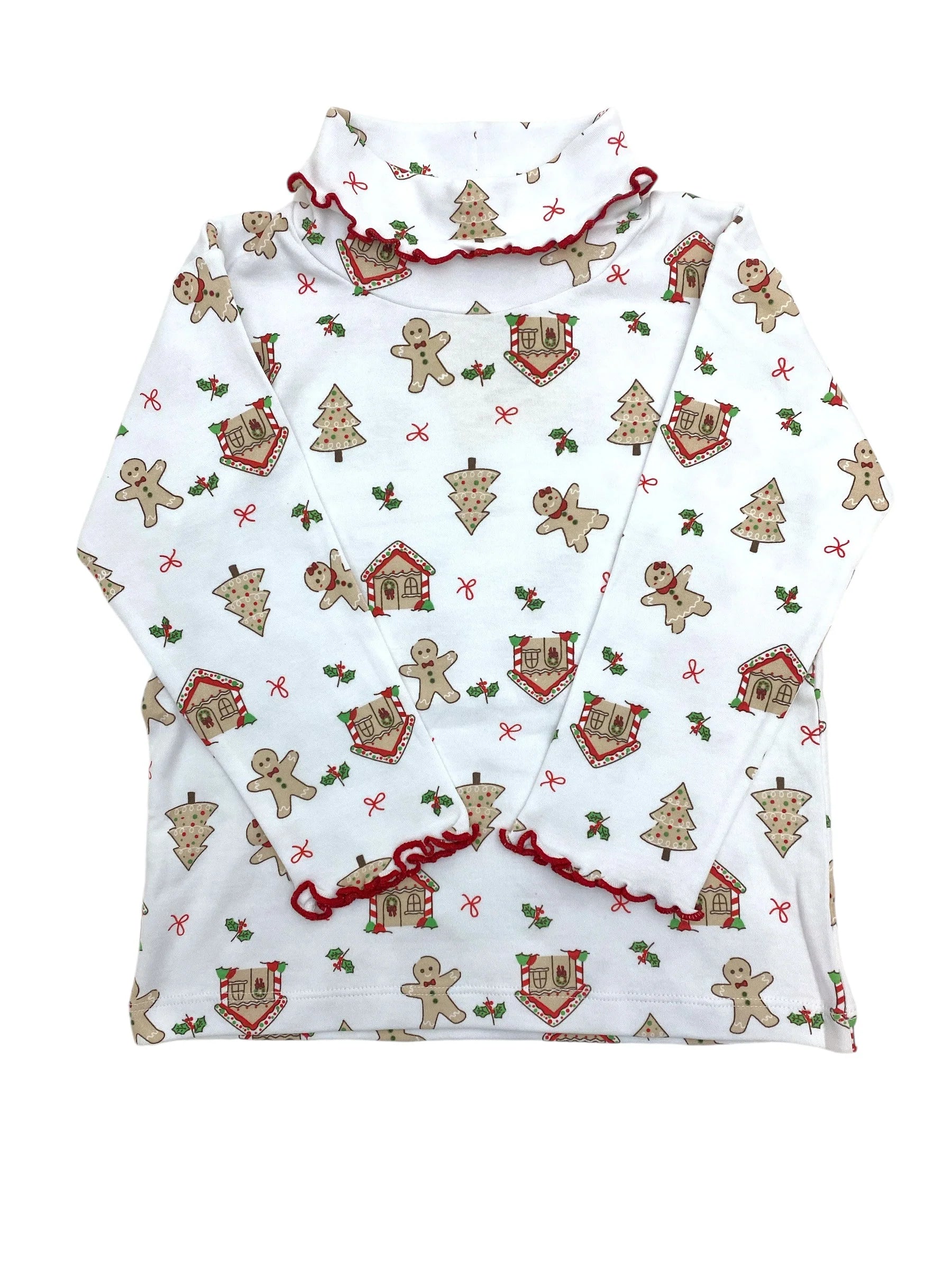 Gingerbread Ballerina Ruffle Trim Turtleneck