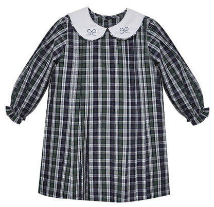 Navy Plaid Cayden Bows Dress