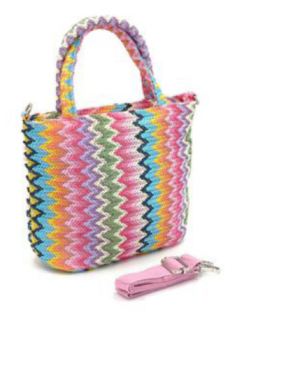 Raffia Zigzag Handbag with Crossb
ody Strap