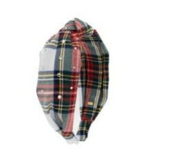 Crystallized Plaid Knot Headband-Plaid