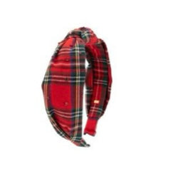 Crystallized Plaid Knot Headband-Red