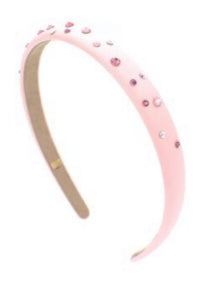 Crystallized Thin Satin Headband-Pink