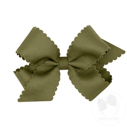 Medium Grosgrain Hair Bows with Scalloped Edge