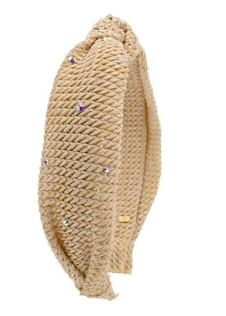 Crystallized Raffia Knot Headband