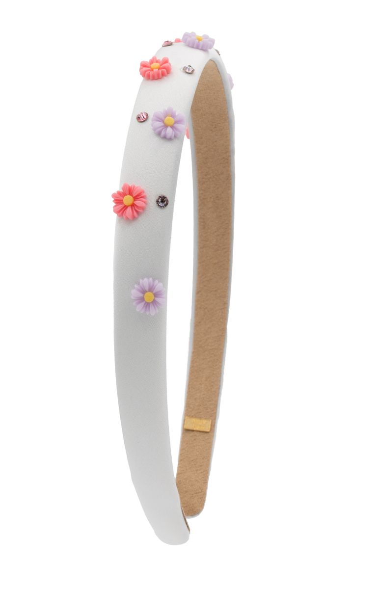Crystallized Daisy Thin Satin Headband