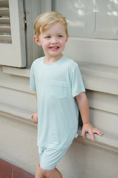 Mini-Stripe Shorts &amp; T-Shirt Set