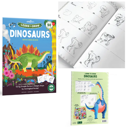 A thoughtfully designed introduction to drawing dinosaurs in sequential steps. Sections are organized by geological period, each ending with a two-page landscape spread for you to populate with the creatures and prehistoric plants you have learned to draw!