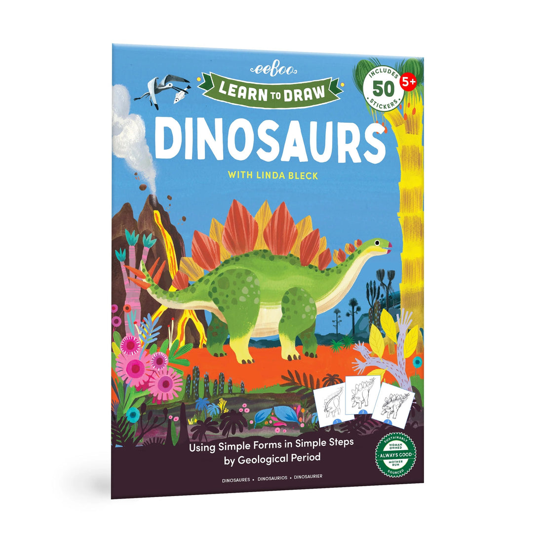 A thoughtfully designed introduction to drawing dinosaurs in sequential steps. Sections are organized by geological period, each ending with a two-page landscape spread for you to populate with the creatures and prehistoric plants you have learned to draw!