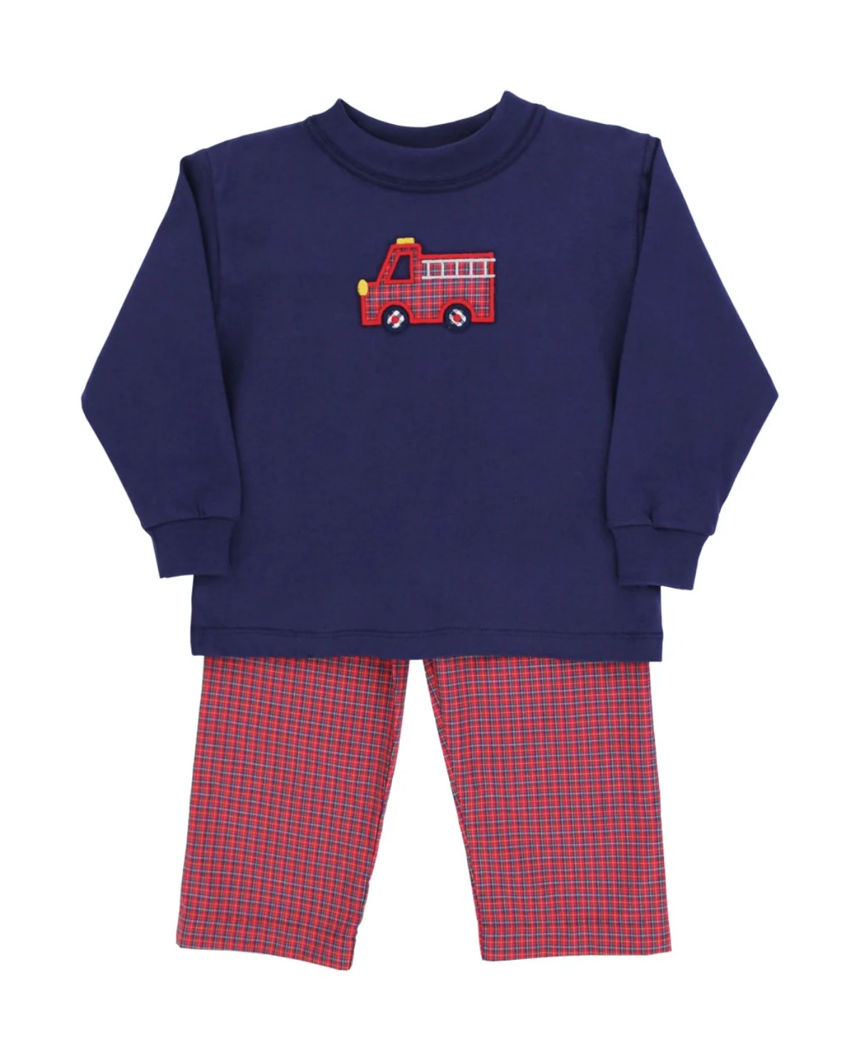 Little Plaid Firetruck - Boys Pant Set
