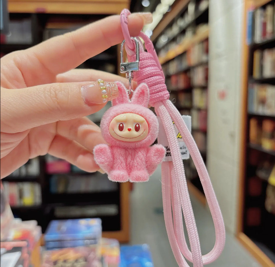 Cute Monster Flocking Keychain Pendant