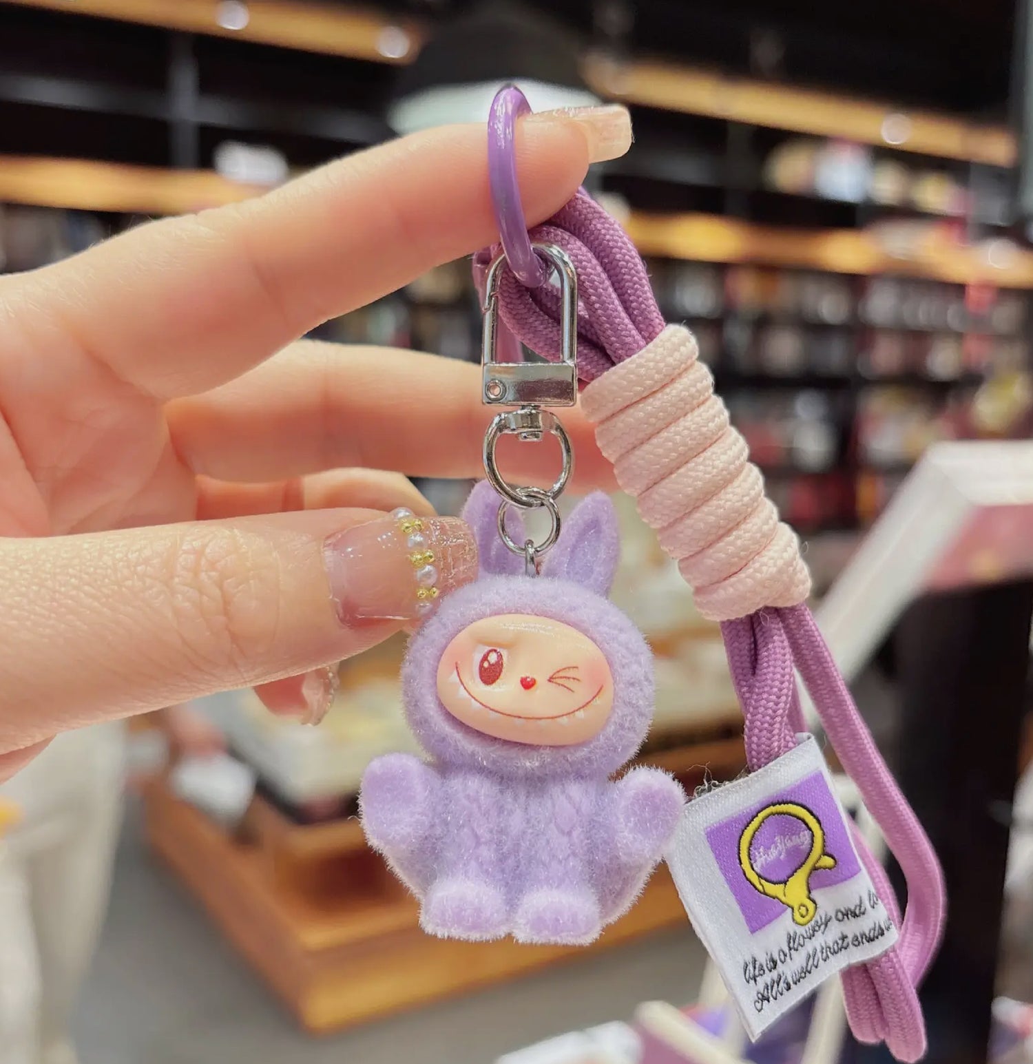 Cute Monster Flocking Keychain Pendant