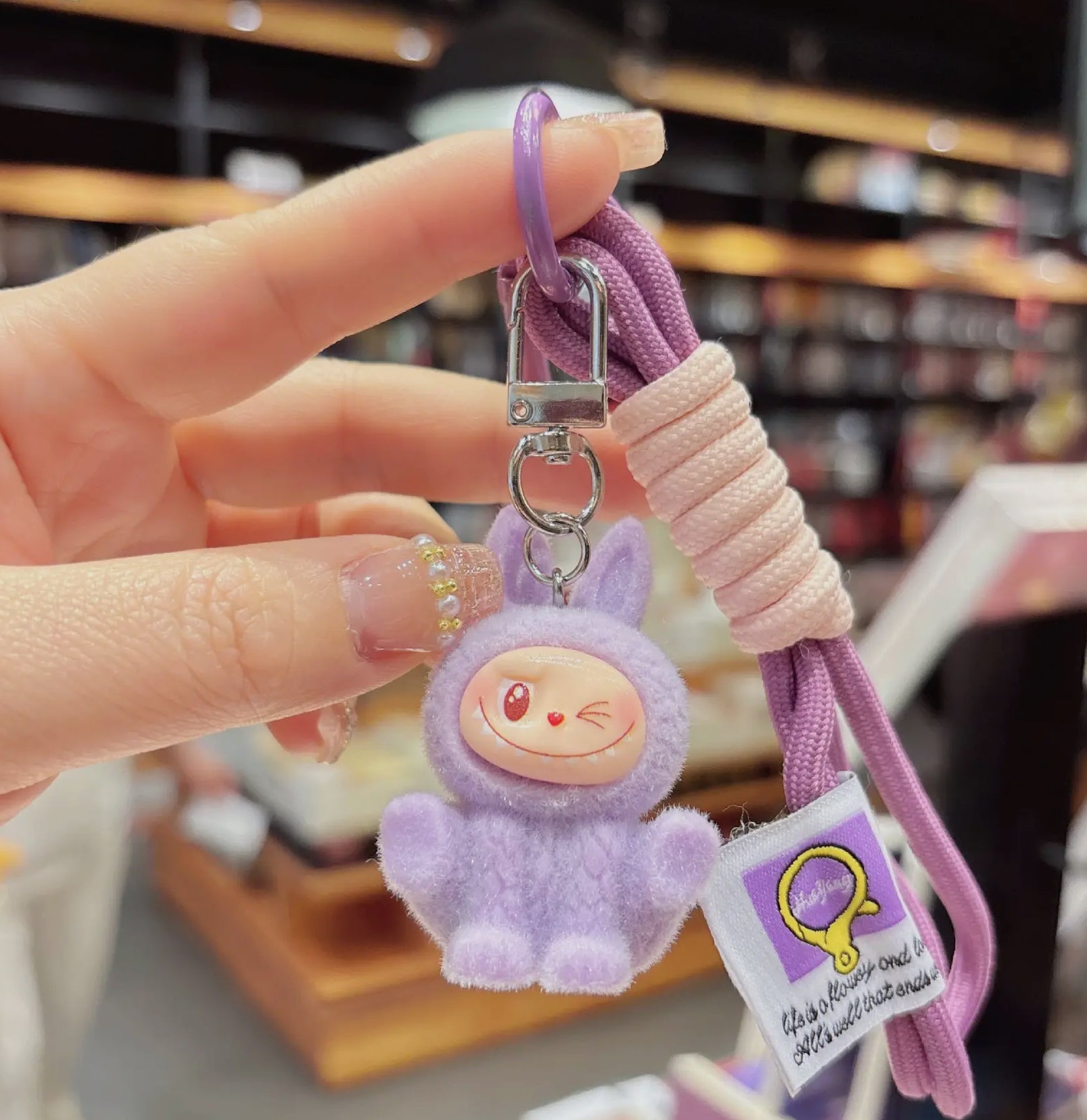 Cute Monster Flocking Keychain Pendant
