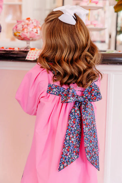 Long Sleeve Mary Dal Dress - Fairfax Floral with Hamptons Hot Pink