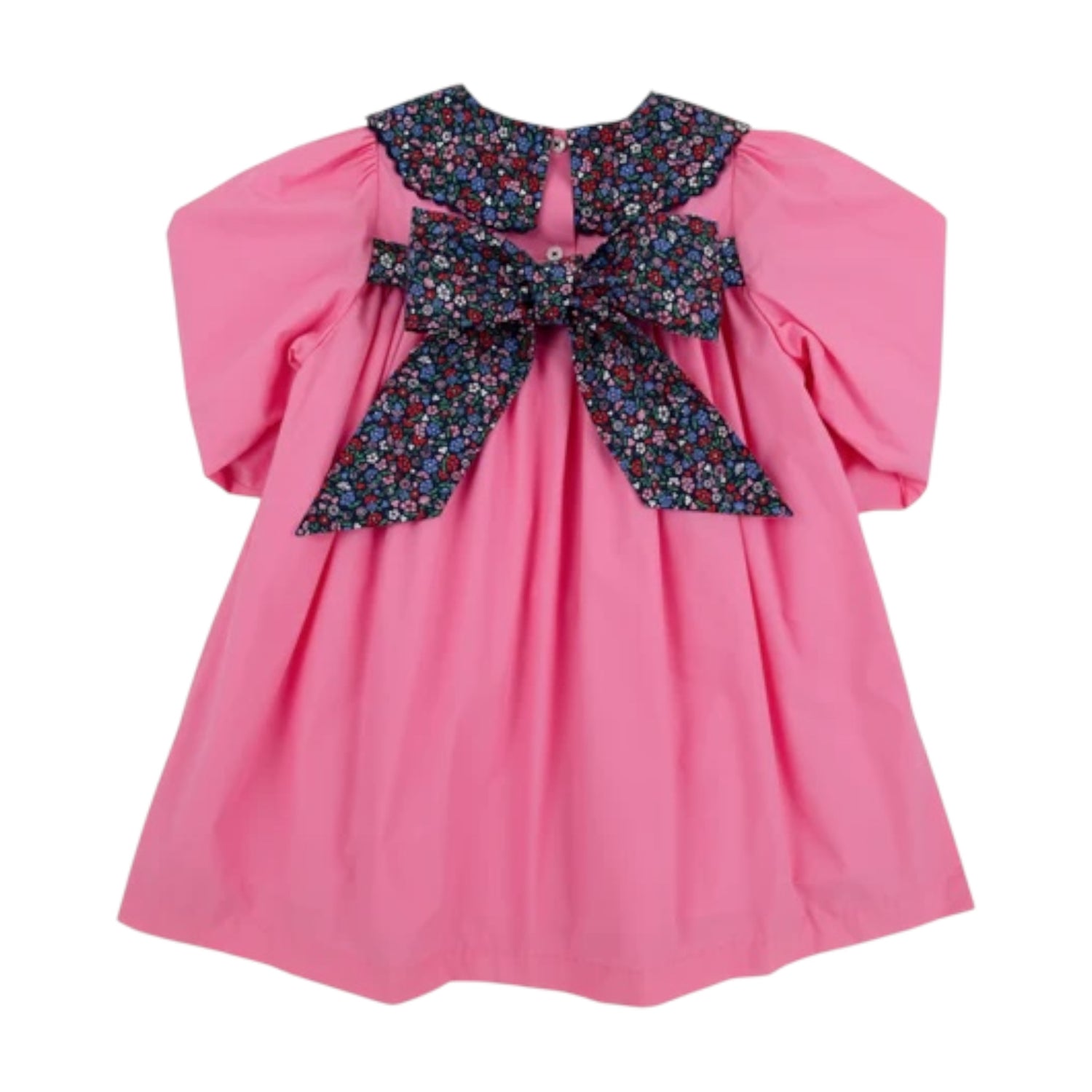 Long Sleeve Mary Dal Dress - Fairfax Floral with Hamptons Hot Pink