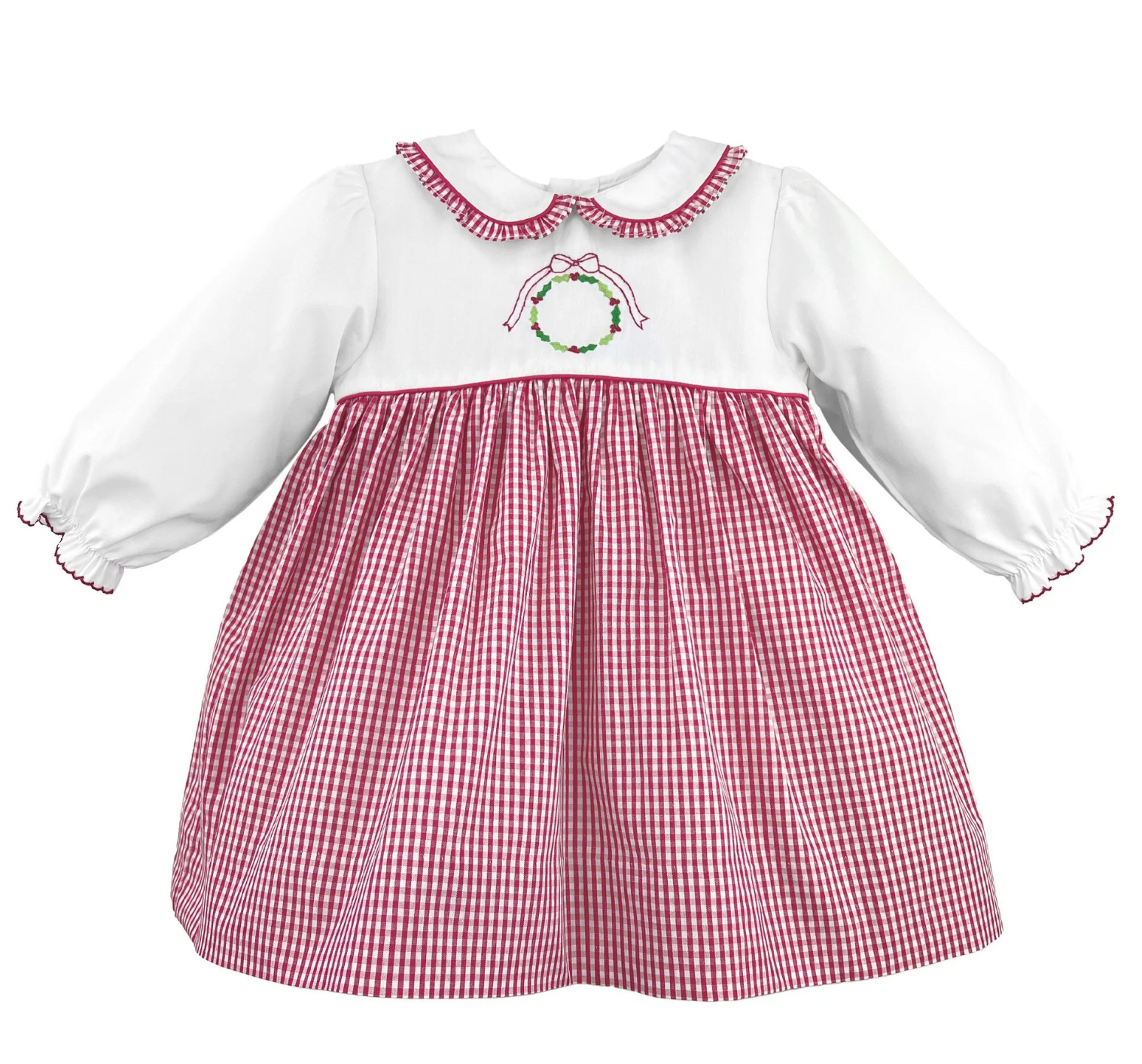 Christmas Wreath Red Gingham Dress