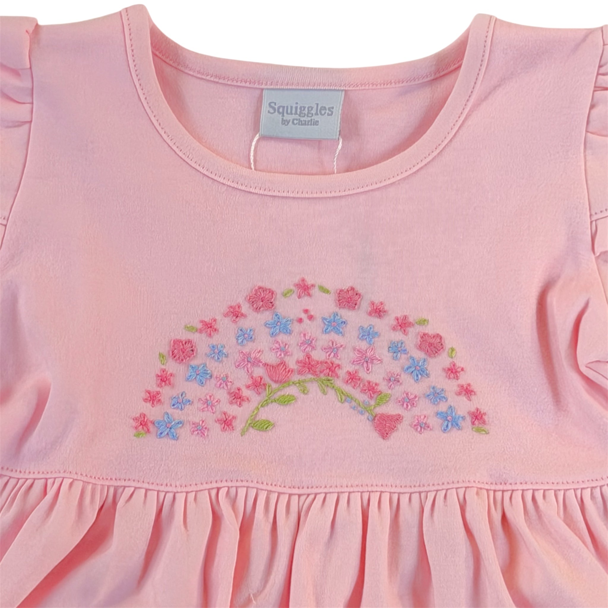 Blooming Rainbow Popover Dress with Princess Sleeve &amp; Pocket
