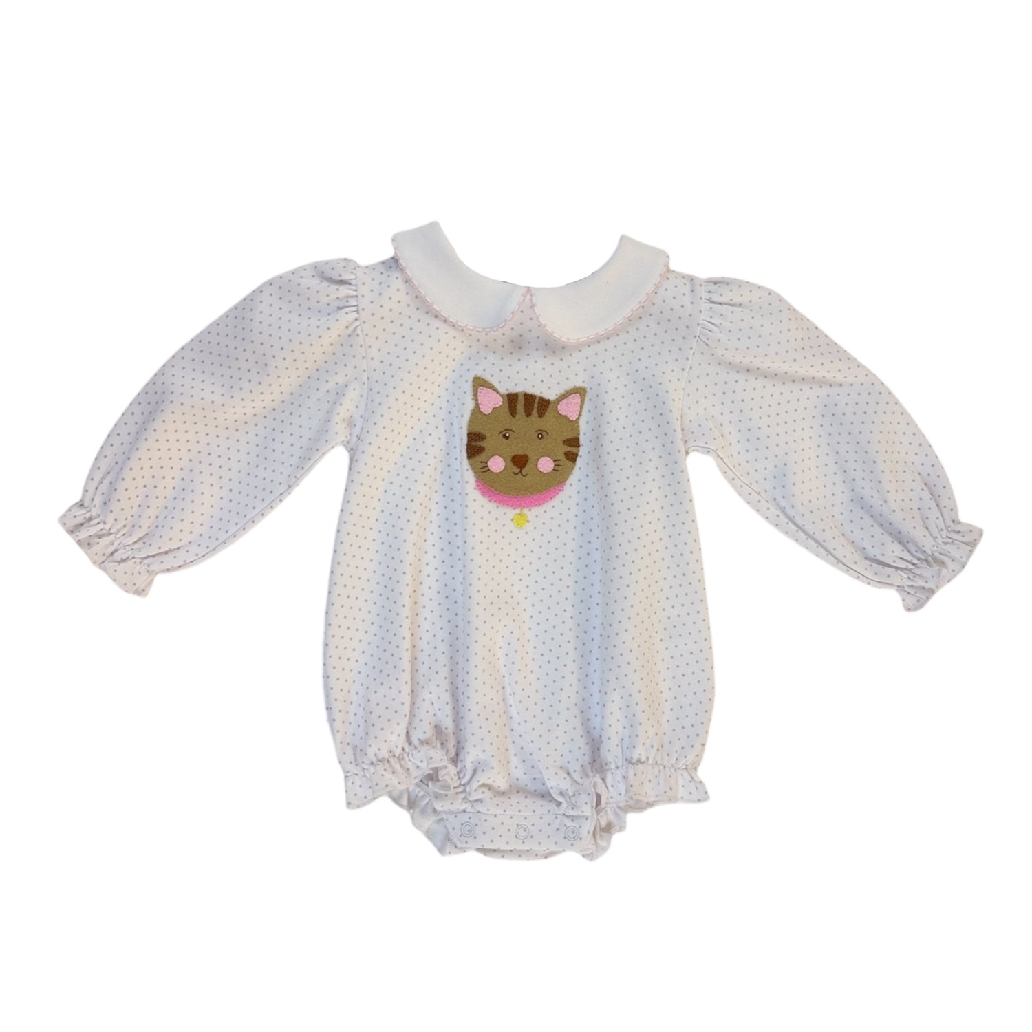 White Polka Dot Cat Face Ruffle Bubble