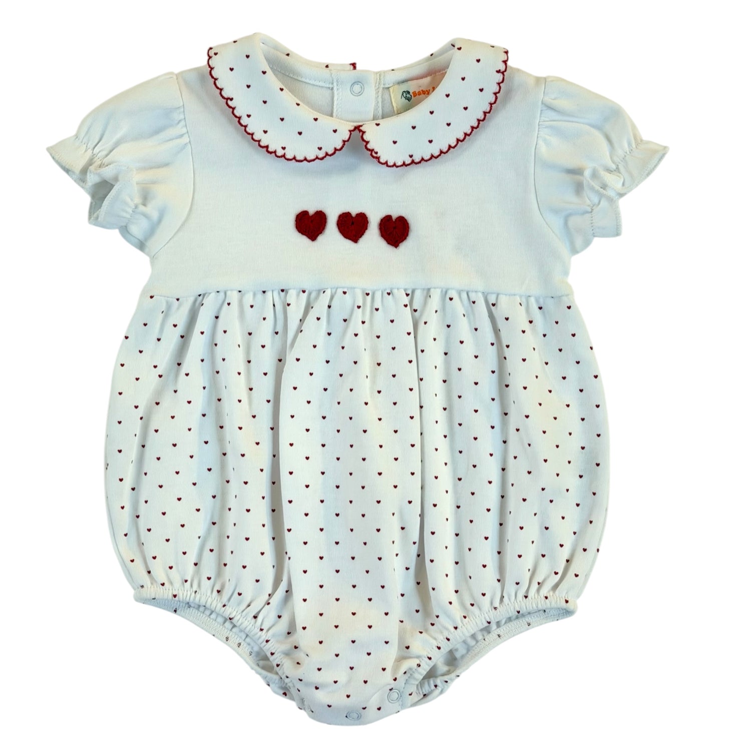 White Hearts Embroidered Bubble