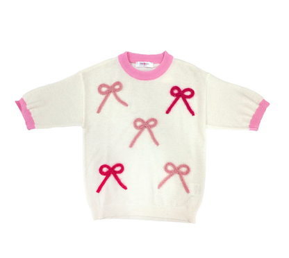 Sweet as can be, our Pink Bows Cream Knit Sweater is the definition of cozy-chic. With soft cream knit and dainty pink bow details, this sweater strikes the perfect balance of playful and polished, this is a piece she’ll want to wear on repeat all season.