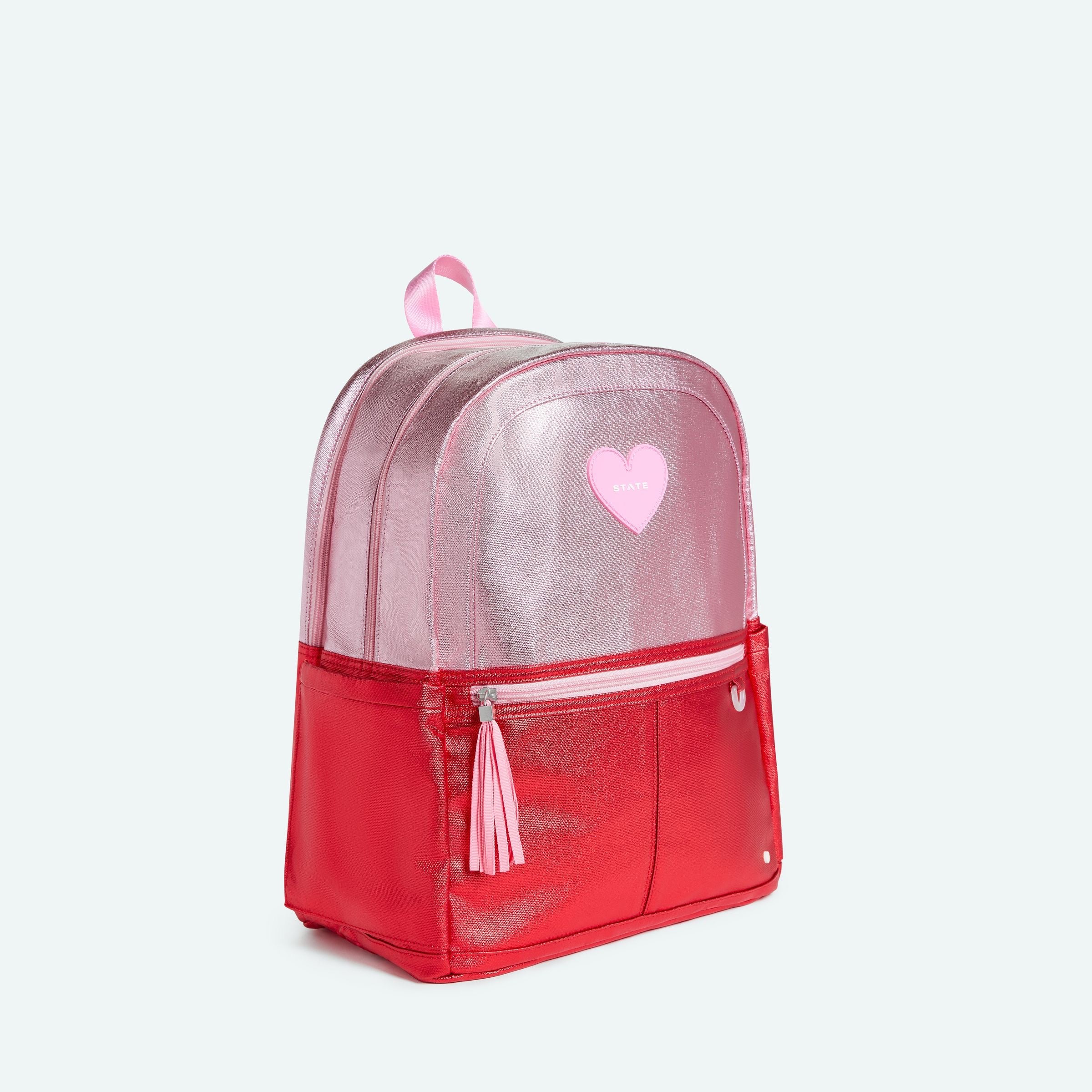 Kane Double Pocket Backpack - Pink/ Red Color Block