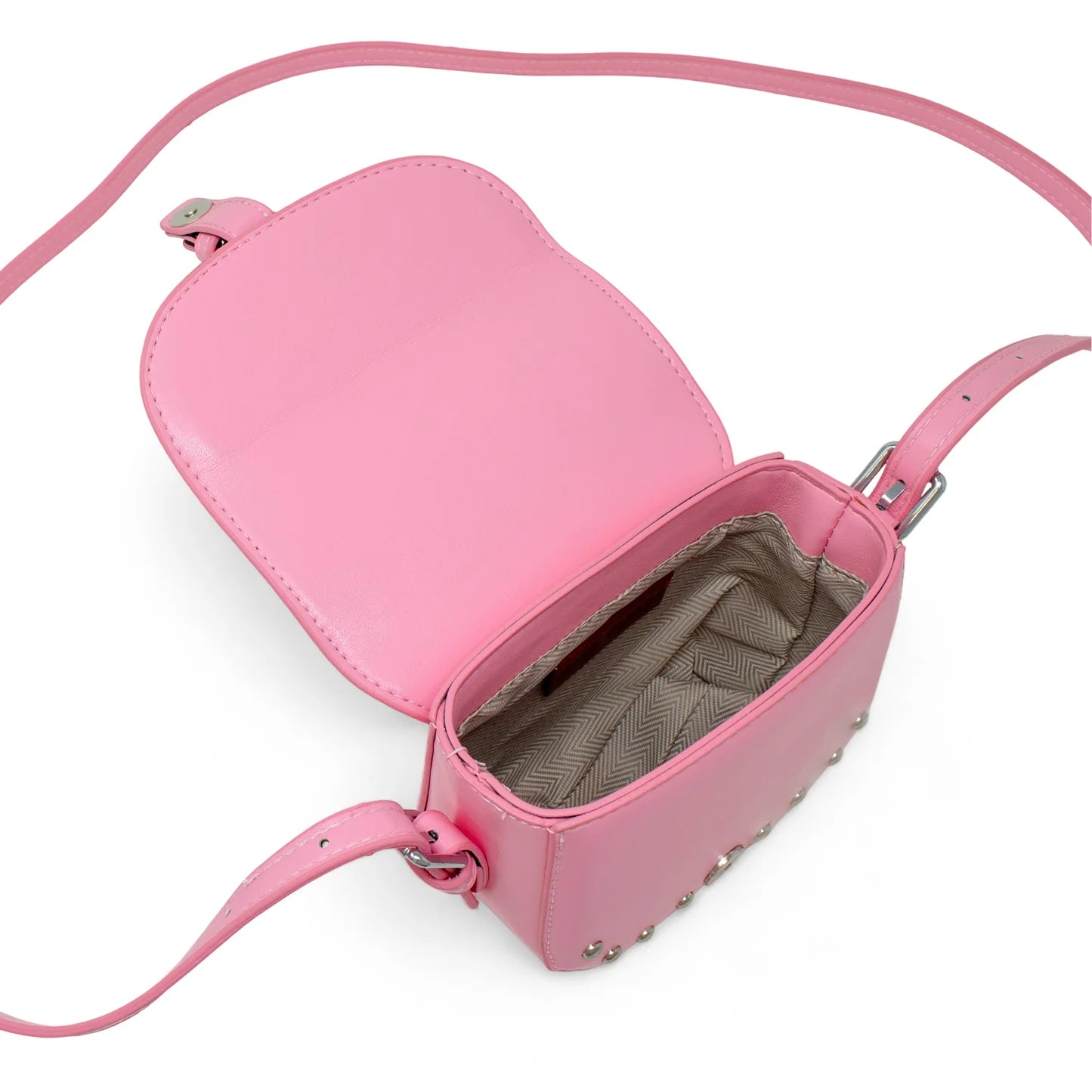 Saddle Stud Handbag - Hot Pink