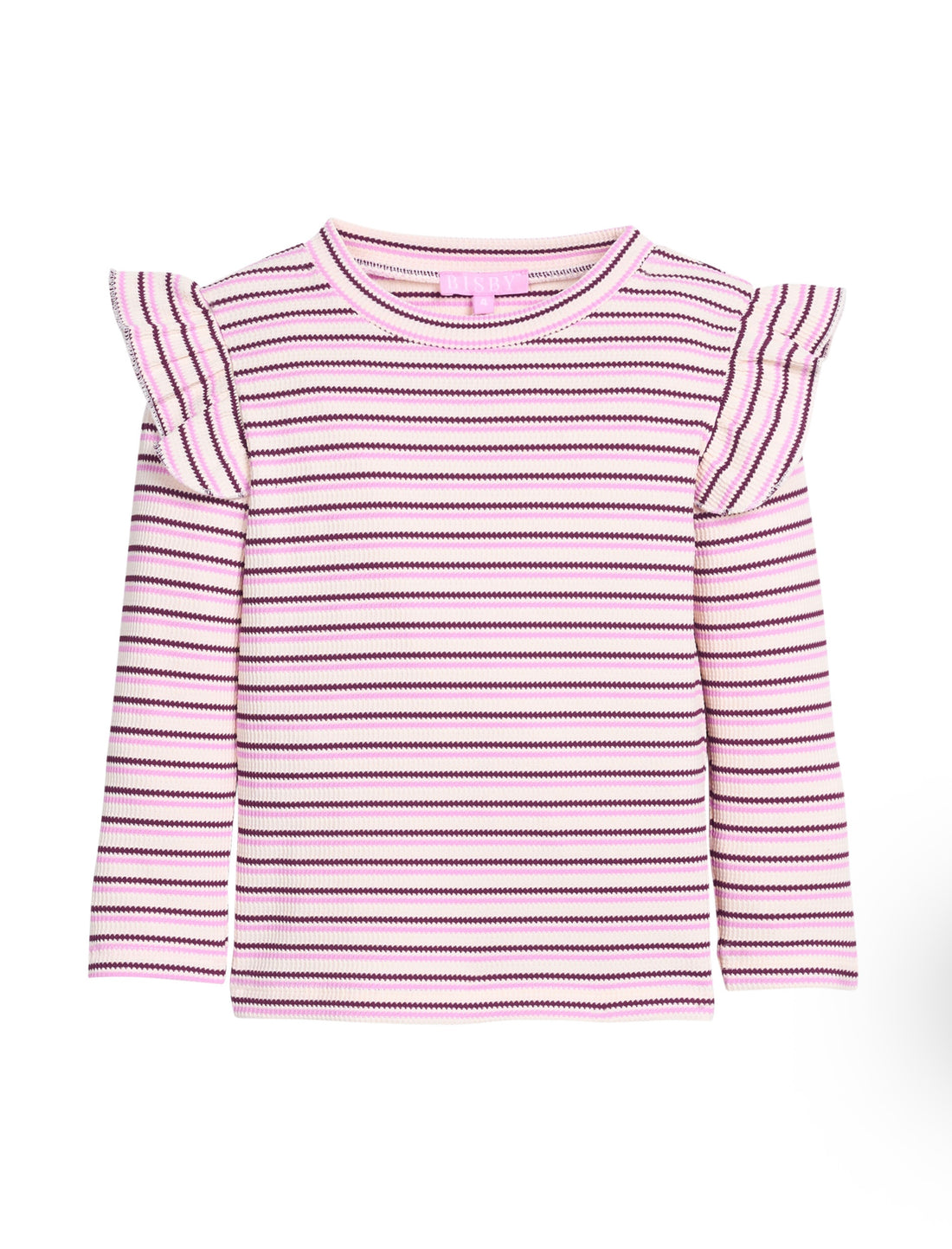 The Sadie Top is not your average striped tee. This elevated and unique ribbed top features ruffled details at the shoulders and metallic threads woven into pink stripes for a subtle pop of shimmer. Did we mention it&