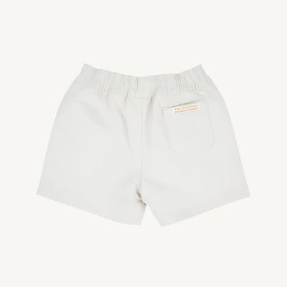 Our Sheffield Shorts in Saratoga Stone with Saratoga Stone Stork are preppy and practical! The elastic waist makes diaper changes and potty training so much easier, and you&