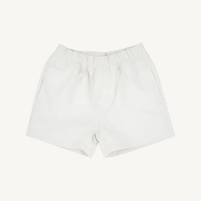 Our Sheffield Shorts in Saratoga Stone with Saratoga Stone Stork are preppy and practical! The elastic waist makes diaper changes and potty training so much easier, and you&